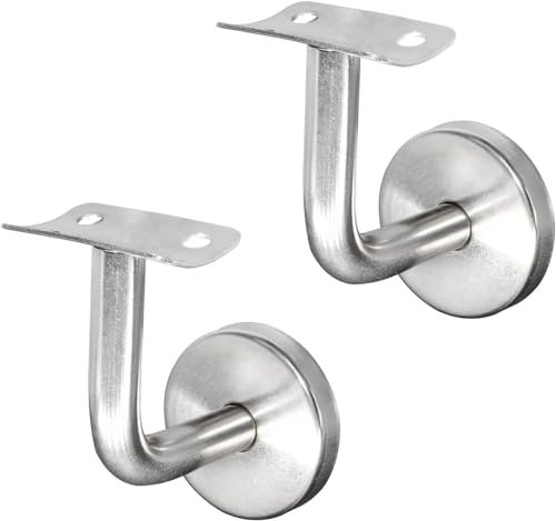 Staffa di supporto per corrimano, fissaggio per corrimano, per ringhiere per scale, staffa a parete in legno con rosetta di copertura, staffa in acciaio resistente per 60 x 60 mm, 2 pezzi