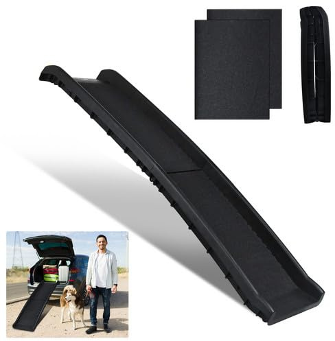 ORHEYA Hunderampe klappbar, Hundeautorampe rutschfeste Einstiegshilfe bis 90 kg, Hundetreppe für Große & Kleine Tiere, Auto Kofferraumrampe Hunde-Treppe, 156 x 40 cm Schwarz