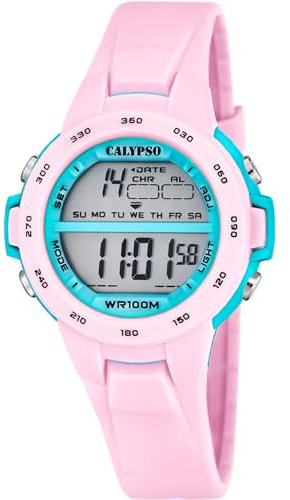 Montre Calypso pour Unisex K5850/1 Junior Collection Boîtier en Caoutchouc Multi Bracelet en Caoutchouc Rose