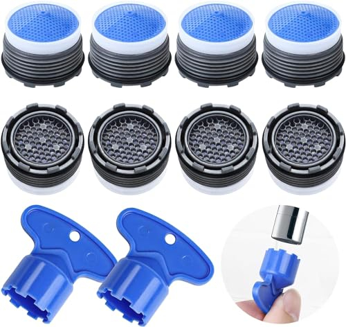 8 Pièces Mousseur Robinet Filtre M18.5, Aérateur de Robinet, Mousseur Aérateur avec 2 Clé, Mousseur Robinet Economie Eau pour Mitigeur d'Evier de Cuisine et de Lavabo de Salle de Bain