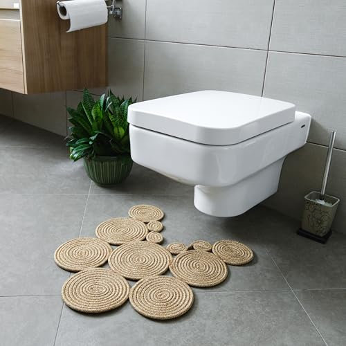 Home Turko Tapis de toilette lavable double face en jute tissé super absorbant antidérapant lavable en machine (standard)