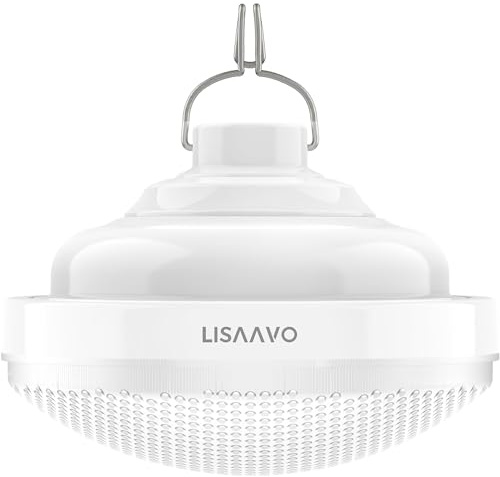 Lisaavo Campinglampe 5200mAh Elektrische Camping Laternen Rundliche Kabellose USB - Aufladbare LED Außenlaternen,Weiß