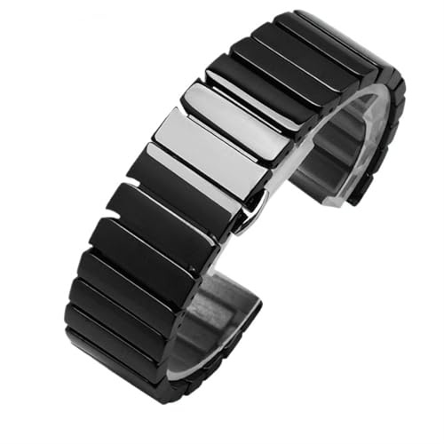 HBGRVCKS Keramik-Uhrenarmband, 20 mm, 22 mm, 24 mm, Uhrenarmband, Herren und Damen, Doppelknopf-Faltschließe