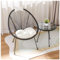 Rattan-Terrassenstuhl-Set mit weichem Kissen für den Garten im Freien (1 schwarzer Stuhl und Tisch im Lieferumfang enthalten)