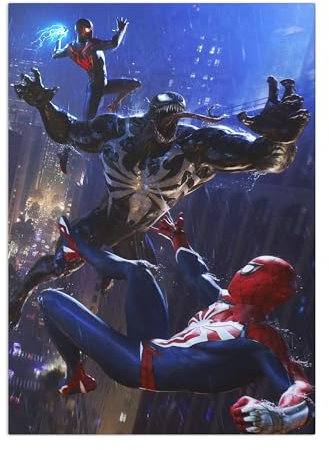 Displate Metallposter Marvel - Spider-Man 2 Game - Peter Miles and Venom Plakat - Wandbilder Moderne Bilder Wohnzimmer Deko Schlafzimmer - Geschenk - Wanddeko Metall Poster 32 cm x 45 cm