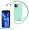 SLWYF Compatible with iPhone 13 Pro Crossbody Lanyard Case, Liquid Silicone Protective Phone Case with Strap Adjustable Neck Cord Necklace Soft Cover for iPhone 13 Pro, Mint Green