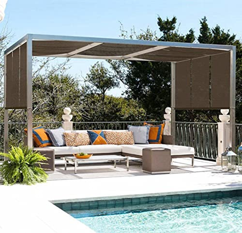 Tenda parasole per giardino, pergola, piante, balcone, cortile, rettangolare, in tessuto con design a rete (marrone, 3 x 6 m)
