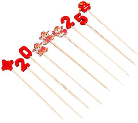 Lot de 100 cure-dents pour cocktail du Nouvel An chinois - Pour fruits, desserts, aliments, sandwichs, boissons, viande, brochettes de fruits, fournitures de fête (B, taille unique)