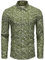 fohemr Mens Floral Shirt Casual Button Down Long Sleeve Flower Printed Shirt 100% Cotton Green X-Large