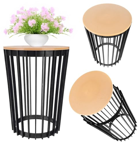 KADAX Blumentopfständer Aytre, Blumenständer aus Kunststoff, Pflanzenständer, Pflanzentisch, Blumentisch, Blumenhocker, Pflanzenhocker (Schwarz, 53.5cm)
