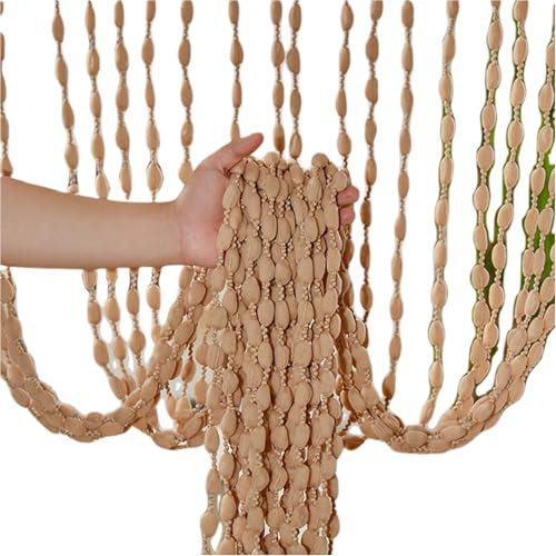 kesurpae Rideau de Porte en Perles de Bois pour entrée de Couloir Polyester Qiboyuye Rideau de Porte en Perles de Bois Rideaux de Porte, C