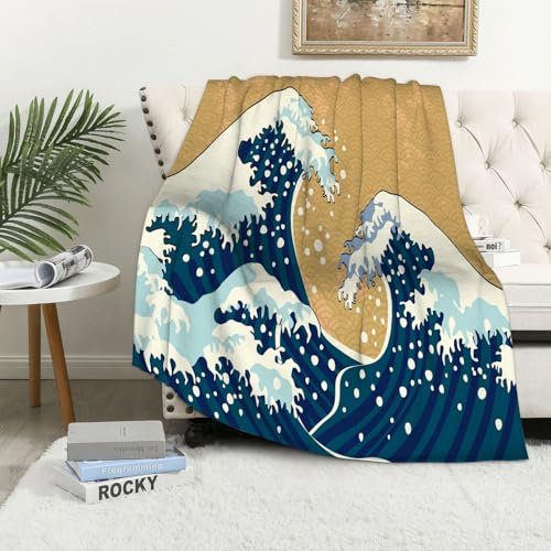 MAAPCHP Kuscheldecke Flauschig Decke Fleecedecke Traditionelle asiatische Kunst auf wei Wohndecke Warm Winter Weich,Decke Couch Blanket,Wohn- & Kuscheldecken 100 x 130 cm,Sofa überwurfdecke
