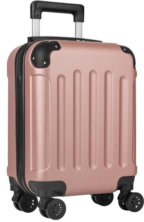 yonsly® Koffer Suitcase S Roségold, Trolley Reisekoffer, Rollkoffer Handgepäck mit 4 Rollen 360°, ABS Hartschalen, Sicherheitsschloss, Weicher Gummigriff, 210D-Futter