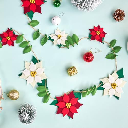 Weihnachtsgirlande 3.5M Rot Weiß Weihnachtsbaum zum Aufhängen Girlande Deko Innen Weihnachtendeko Christmas Garland für Treppe, Kamin und Party