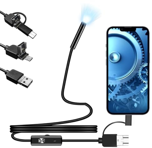 Tragbares USB-Endoskop, 3-In-1 LED-Endoskop-Inspektionskamera Für Android-Smartphones, Universeller USB-/Typ-C-Anschluss, 3,9 mm wasserdichte Linse, Für Haushaltsgeräte Und Fahrzeugreparaturen (1m)