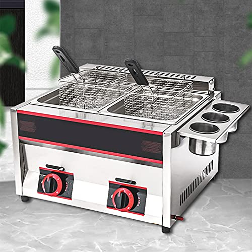 GUHPZA Friteuse Professionnelle Au Gpl, sur Pied, Puissance Réglable, Idéale pour Les Restaurants Et Les Supermarchés,Gas