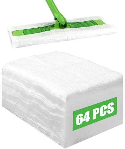 64 Paños Desechables para Barrer en Seco,Compatibles con Swiffer Sweeper | Almohadilla de Limpieza en Seco para Fregar y Limpiar el Suelo