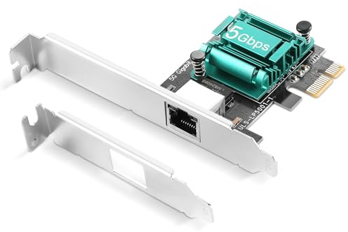 YEELIYA Netzwerkkarte 5Gbit PCIE WLAN RJ45 Port mit RTL8125B für Windows | 5000/2500/1000/100 Mbit/s, Gigabit PCI Express Ethernet Adapter, Low Profile, Kompatibel Linux, PCI E x1/x2/x4/x8/x16