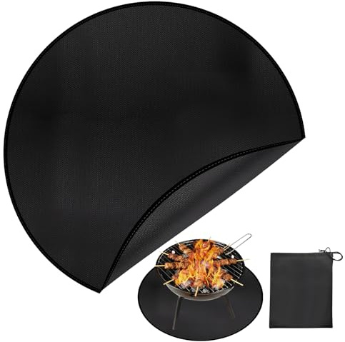 Rzspher Unterlagen für Feuerschalen, 97cm / 38zoll Groß Grillmatte Bodenschutz, für Outdoor-Grill, ölbeständig wasserdicht unter Boden BBQ Zubehör Schutz für Herd Zubehör