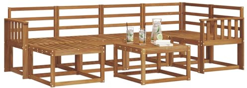 vidaXL Outdoor-Sofagarnitur 7 pcs Natur Massivholz Akazie, Garten, modern, langlebiges Outdoor-ecksofa-Set, Patio-Lounge-möbel, terrasse-innenwohnen-Komfort