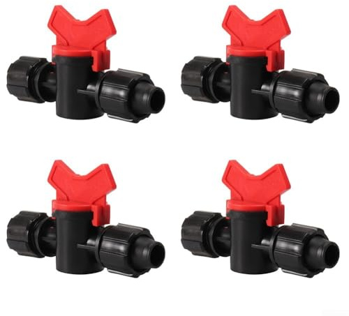 4 Stück PE-Rohr-Kugelhahn mit Verriegelung und Schnellentriegelungsfunktion für 16 mm OD PE-Rohre, verwendet in leichten Bauernhof-/Garten-Wasserverteilung