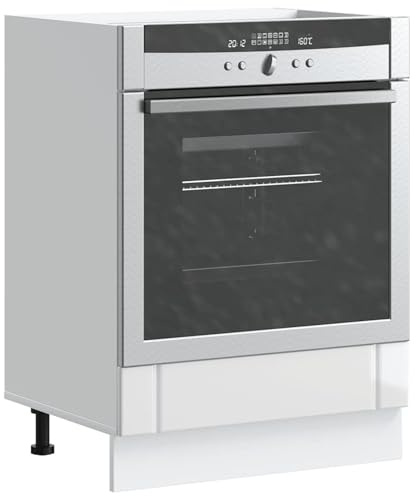 Fecpoo Lucca - Armario para horno y microondas (madera, 60 x 46 x 81,5 cm), color blanco brillante
