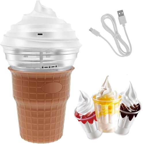 Heladera Mini 450 ml, Heladora y Yogurtera Máquina de Helado Compacta con Recipiente Congelador Máquina para Hacer Helado Gelato Sorbetes y Yogur helados Granizados Caseros