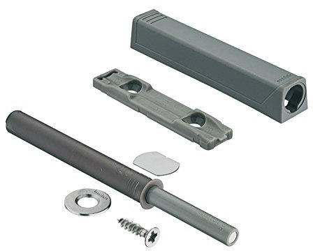Gedotec Druck-Schnäpper Türdämpfer TIP-ON 956A1004 Langversion | 1 Set mit Magnet und Abdeckkappe | Farbe grau | Blum Tür-Schnapper mit Ausstoßweg 38 mm Push-to-Open für Küchen-Schränke & Schubladen