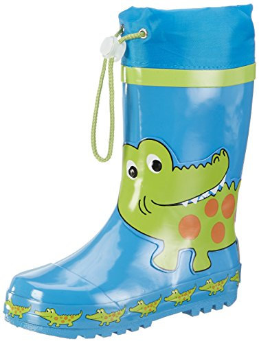 Playshoes Kinder Gummistiefel aus Naturkautschuk, trendige Unisex Regenstiefel mit Reflektoren, Krokodil, 28/29 EU