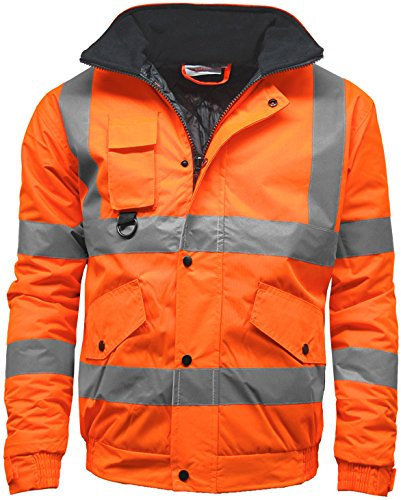 Stromway Mens Waterproof Two Tone Bomber Jacket Hi Vis Visibility Hi Vis Standard Safety Work Wear Orange Medium