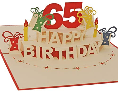Favour Pop Up® - 3D Glückwunschkarte zum runden 65. Geburtstag. Pop Up Karte mit Überraschungseffekt. Format 13x18cm ALTA65R