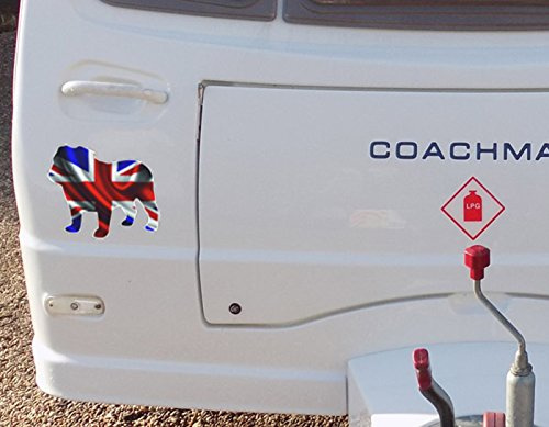 WaterShed Designs Aufkleber, Motiv: Union Jack Bulldogge, für Wohnwagen, Wohnmobil, Auto, Van, Laptop, Türen oder Wände, ideal für Wohnmobile, Wohnwagen, Autos und Vans