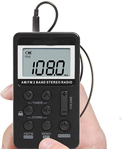 Mini Radio Pocket Radio Portatile AM FM Radio Tasca 2 Bande Radio Stereo DSP Digital Tuning con Cuffie USB Ricaricabili Ideale per Walking (Nero)