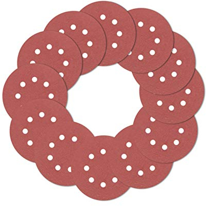 120PCS Sanding Discs Pads, Hook and Loop 40 60 80 100 120 150 180 240 320 400 600 800 Grits 8-Holes Sandpaper Assorted for Random Orbital Sander