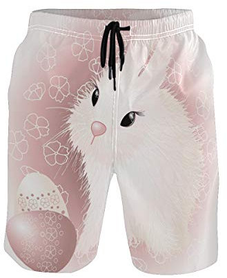 BKEOY Shorts Osterhase Gras Herren Strand Shorts Sommer schnell trocknend Surf Board Badehose mit Netzfutter Gr. Verschiedene Größen, multi