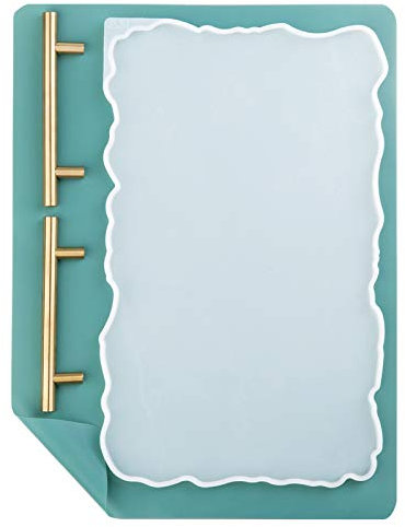 Booshow Silikonharzform Geode Achat XL Silikonform & Goldgriffe mit extra großen A3-Silikonplatten für Bastelarbeiten, Epoxidharz-Gussformen die Herstellung von künstlichem Tablett, Servierbrett