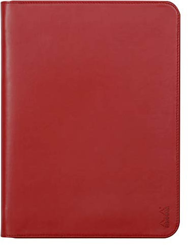 Rhodia 168122C - Konferenzmappe Rhodiarama für Block DIN A4, 25,5x34 cm, mit Etui, dehnbare Haupttasche, 2 flache Reißverschlusstaschen, Kartenfächer, Stiftehalter, Cover aus Kunstleder Rot, 1 Stück