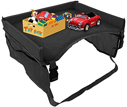 KUENG Tablette De Voyage Voiture Enfant Tablette Voiture Enfant Siège Arrière de Voiture Organisateur avec Plateau Voiture Bureau Voyage Plateau Black