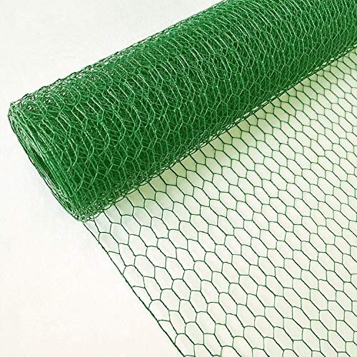 Sechseckdraht grün Volieren Draht Hasendraht Drahtzaun Kaninchendraht Maschendraht verzinkt und grün beschichtet (Höhe 100cm, Länge 10m, Weite 13mm)