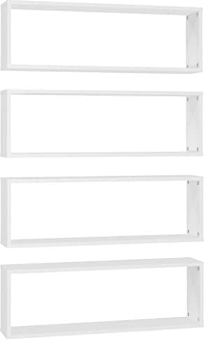 vidaXL 4X Würfelregal Wandregal Hängeregal Cube Lounge CD Regal Dekoregal Bücherregal Schweberegal Wandboard Regalwürfel Weiß 80x15x26,5cm Holzwerkstoff