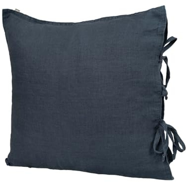 beties Leinen Kissenbezug ca. 40x40 cm 100% Leinen Stone-Washed Kopfkissenbezug mit Hotelverschluss (tiefsee-blau)