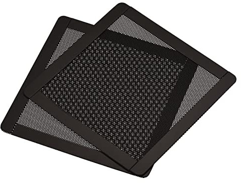 sourcing map 140mm Computer Fan Filter Grills PVC Mesh Magnetic Dustproof Case Cover for Computers, Black Pack of 2