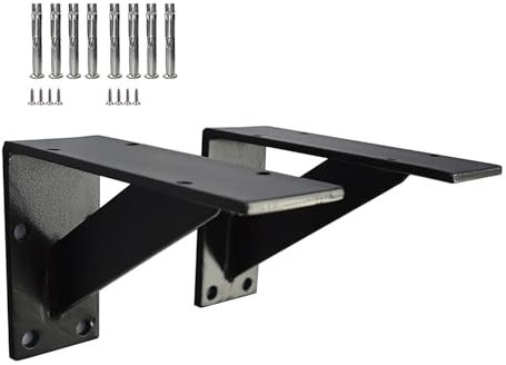 2Pcs Equerre Etagere Murale Robuste, Charge Maximale 500kg, Support d'Étagère Épaisseur 5mm, Cadre de Support d'Étagère en Forme L pour Déco Salon Cuisine Chambre (50cm/19.6in)