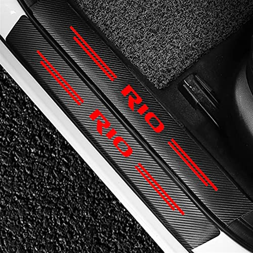 CWWHY Auto Kohlefaser Einstiegsleisten Für KI-A Rio 2 3 4 5 2006 2007 2009 2011 2012 2014 2015 2016 2017 2019 2021 Tuning Zubehör 4 STÜCKE Auto Scuff Plate Türschwelle Sill Aufkleber, Red