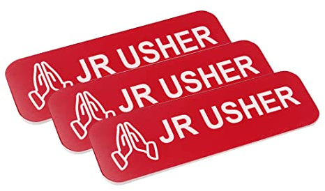 Jr Usher Namensschild, 2,5 x 7,6 cm, Rot, betende Hände (3 Stück)