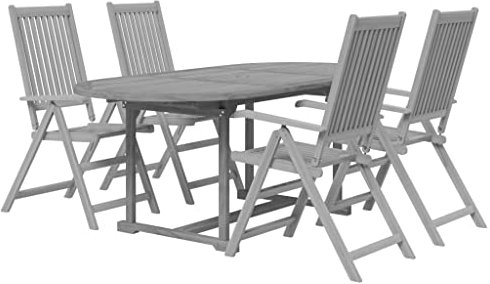vidaXL Gartenmöbel Set 5-TLG. Gartengarnitur Sitzgruppe Gartenset Sitzgarnitur Gartentisch Esstisch Tisch Stühle Massivholz Akazie
