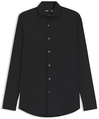 BOSS Herren P-HANK-spread-C1-222 Slim-Fit Popeline-Hemd aus bügelleichtem Baumwoll-Mix