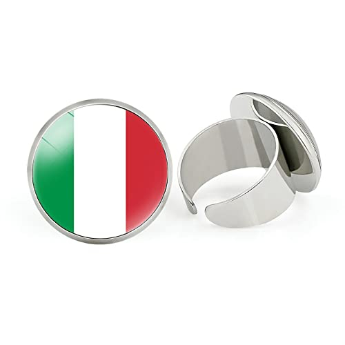 Flagge Verstellbarer Ring,Elegante Kultur Italien Flagge Kunst Rund Offener Daumen Fingerring Für Frauen Teen Mädchen Unisex Persönlicher Körper Schmuck Geschenk Jahrestag Geburtstag,Weiß,20Mm