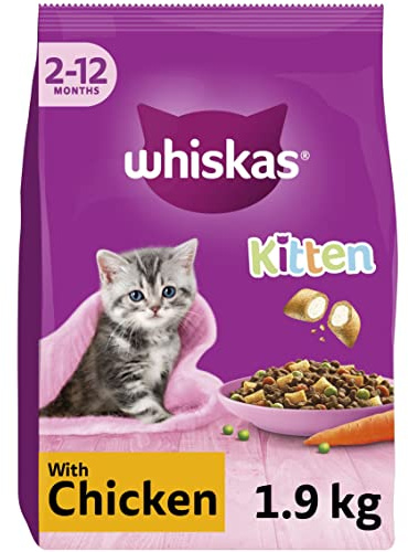 Whiskas Junior Chicken Pack of 4 x 1.9 kg Bags, Kitten Cat Dry Food
