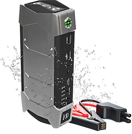 Starthilfe Jump Starter Powerbank Booster zum Starten eines Autos Extralink Jump Max 7 10000 mAh Taschenlampe Kompass Hammer für Dieselfahrzeuge Zwei USB-Anschlüsse 400A 1000A Schnellladung Ladegerät